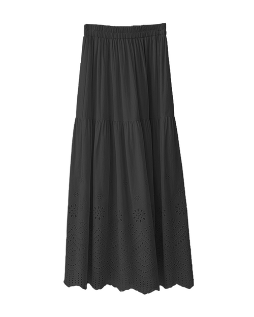 Selene Eyelet Skirt - Black