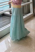 Selene Eyelet Skirt - Soft Teal