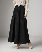 Selene Eyelet Skirt - Black