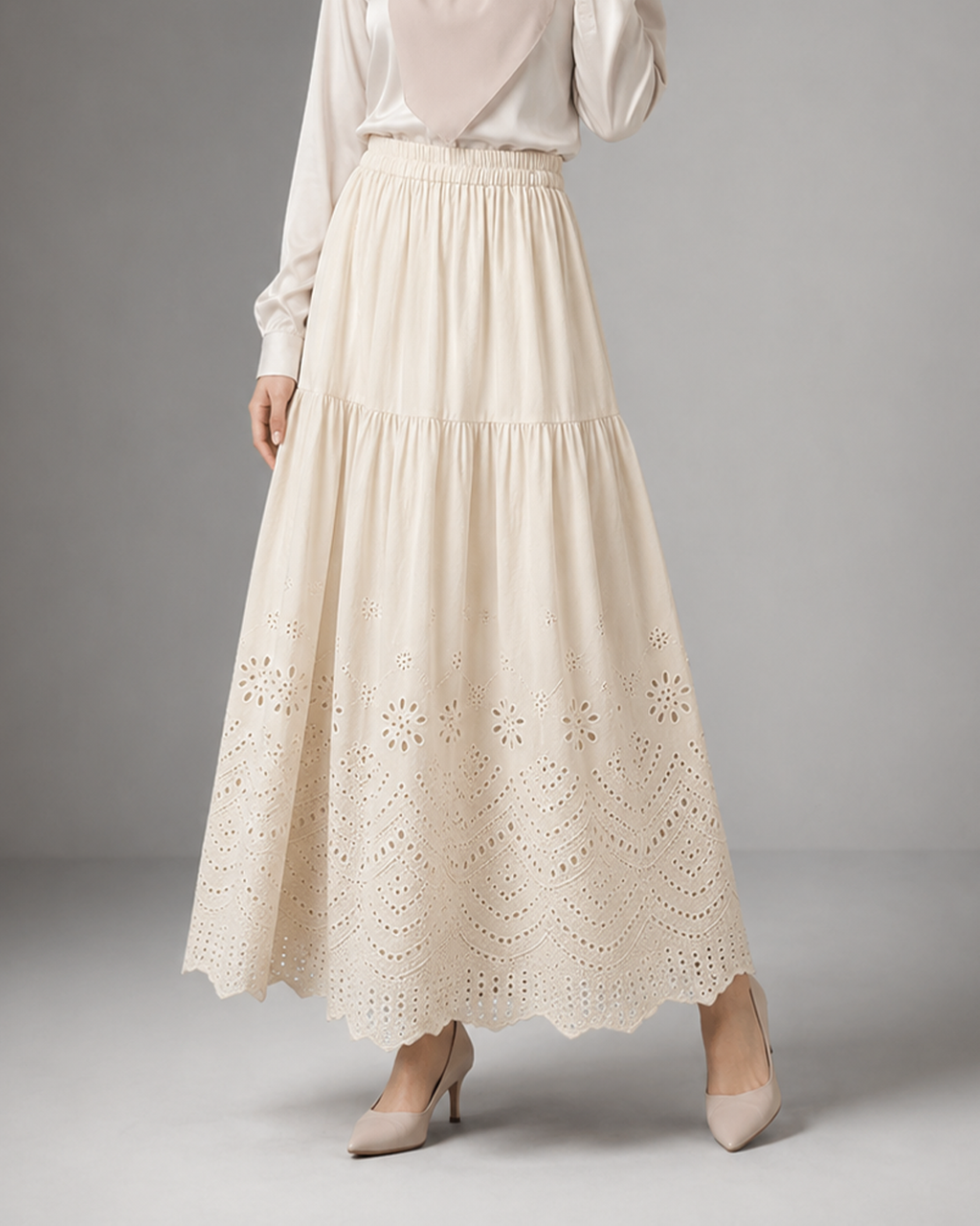 Selene Eyelet Skirt - Ivory