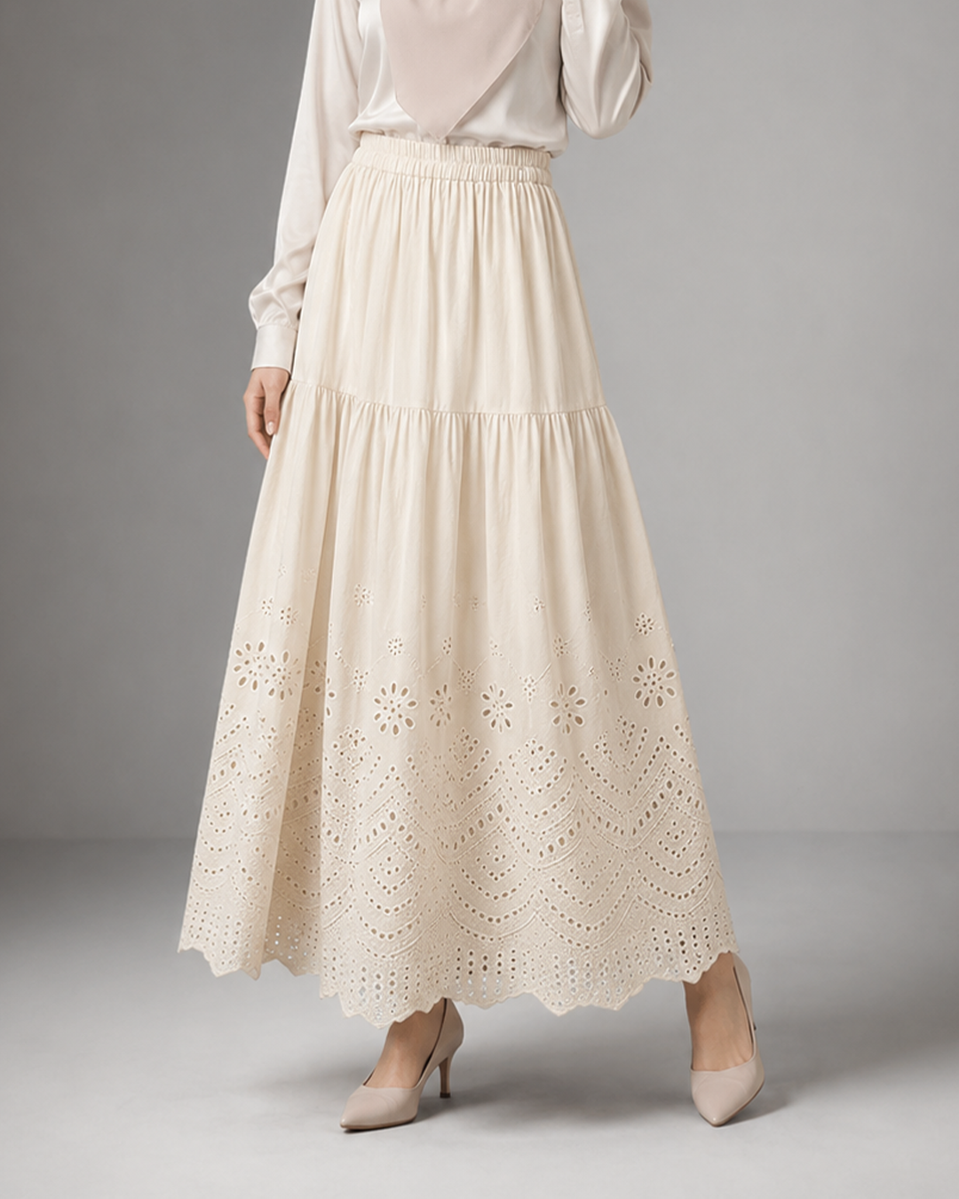 Selene Eyelet Skirt - Ivory