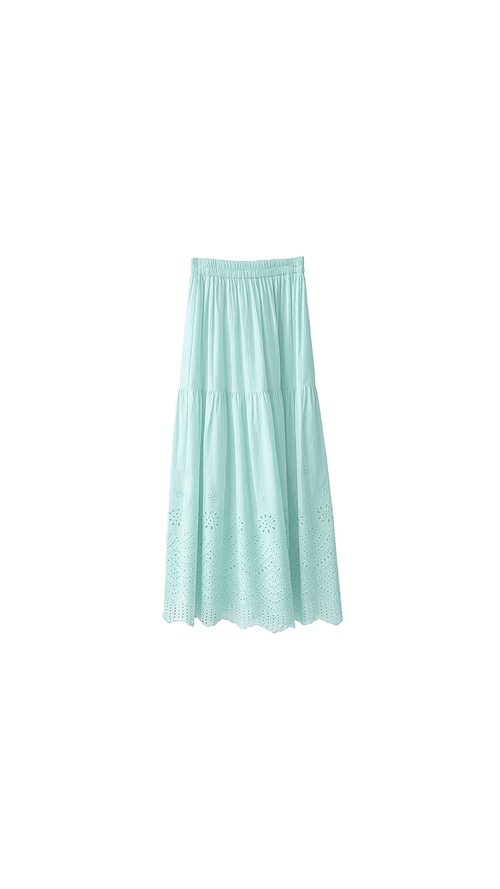 Selene Eyelet Skirt - Soft Teal